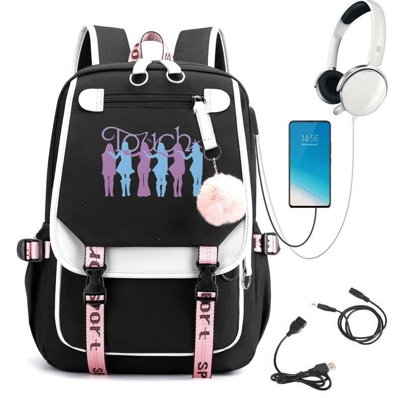 KATSEYE Fashion Laptop Backpack with USB Charging Port Student School Daypack 60123-12