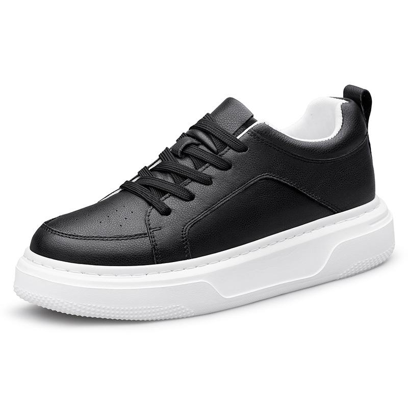 Men's shoes invisible inner height increase 8CM running sports casual shoes cowhide thick-soled height increase shoes 6 white shoes board shoes