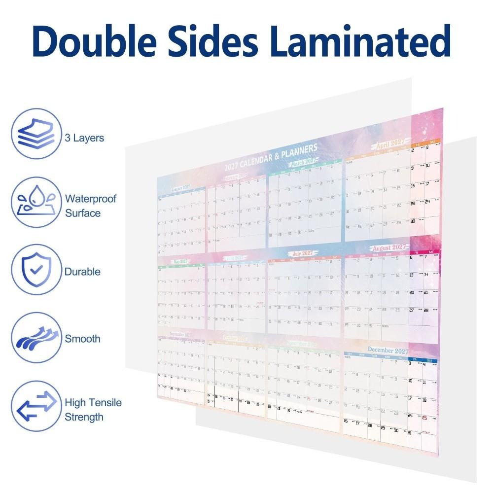 Erasable Surface Yearly Wall Planner Large Size Annual Planning Chart Family Planning
