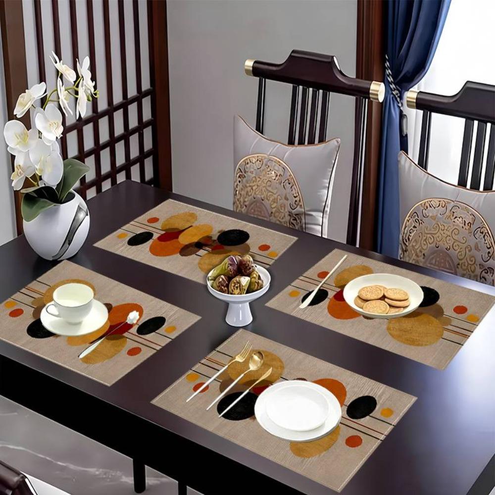 2PCS Oil-Proof Dining Table Mat Rectangular Coffee Cup Mats Washable Heat-Insulating Mat Kitchen