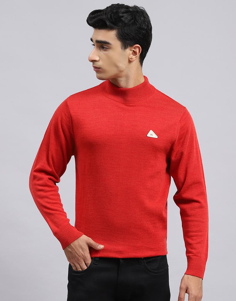 Monte Carlo Red Papper Mix Solid T Neck Sweater