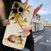 Чехол для iPhone с османтусом и кошкой: Совместимо с iPhone 13, 14, 15 Pro, 16 Pro Max. Защита от падений, Полное покрытие.