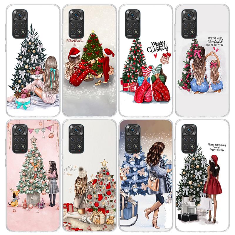 Christmas Girls Tree Gift Phone Case For Xiaomi Redmi Note 10 11 12 13 14 15 Pro Plus 11S 12S 14S 11T 11E 10S Soft TPU Back Cove