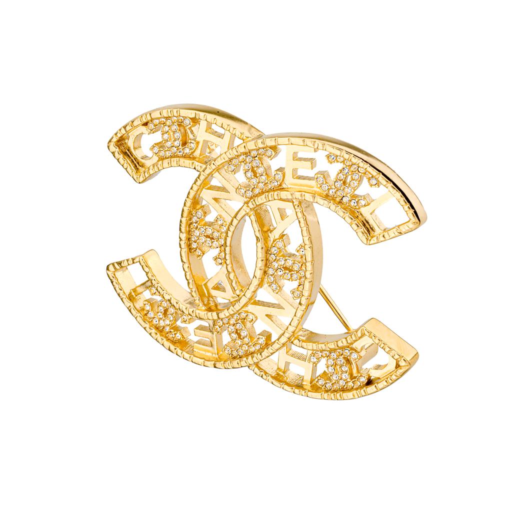 Chanel Early Autumn Limited Edition Hollow Double C Brooch Women accessories Gold AB9044-B08672NJ302