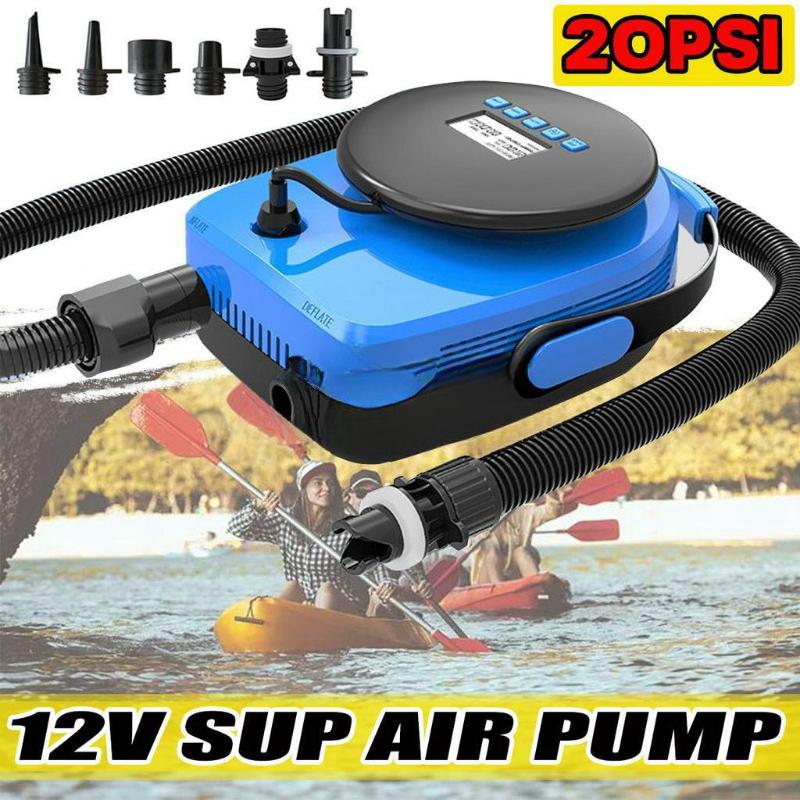 12В 20PSI 3,3 фута ЖК-дефлятор Sup Лодка Весло Напольный коврик Высокое давление Надувной Электрический Воздушный Насос