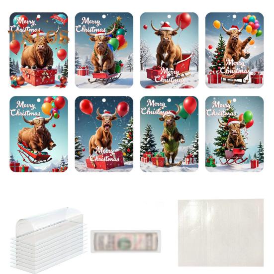 8 шт. рождественские украшения для держателей денег с двухсторонним скотчем, мультяшный узор, дизайн, рождественский декор, подвески