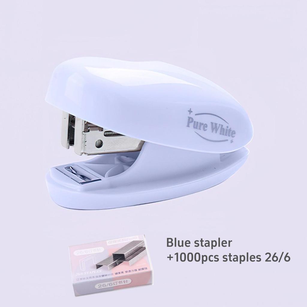 Степлер Pure Color Marshmallow, набор из 1000 скоб, мини- и портативный переплет, офисные переплетные инструменты, школьные принадлежности