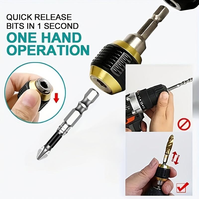 11PCS Quick Release Adapter Set with Hex Shank Self-Locking Bits & Magnetic Drill Tips for Electric Screwdriver/Handheld Drill