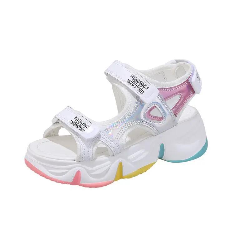 Platform Women Sandals Rainbow Sole Girls Beach Shoes 2025 New Summer Gladiator Sandles for Woman Wedge Sandalias Casual Shoes