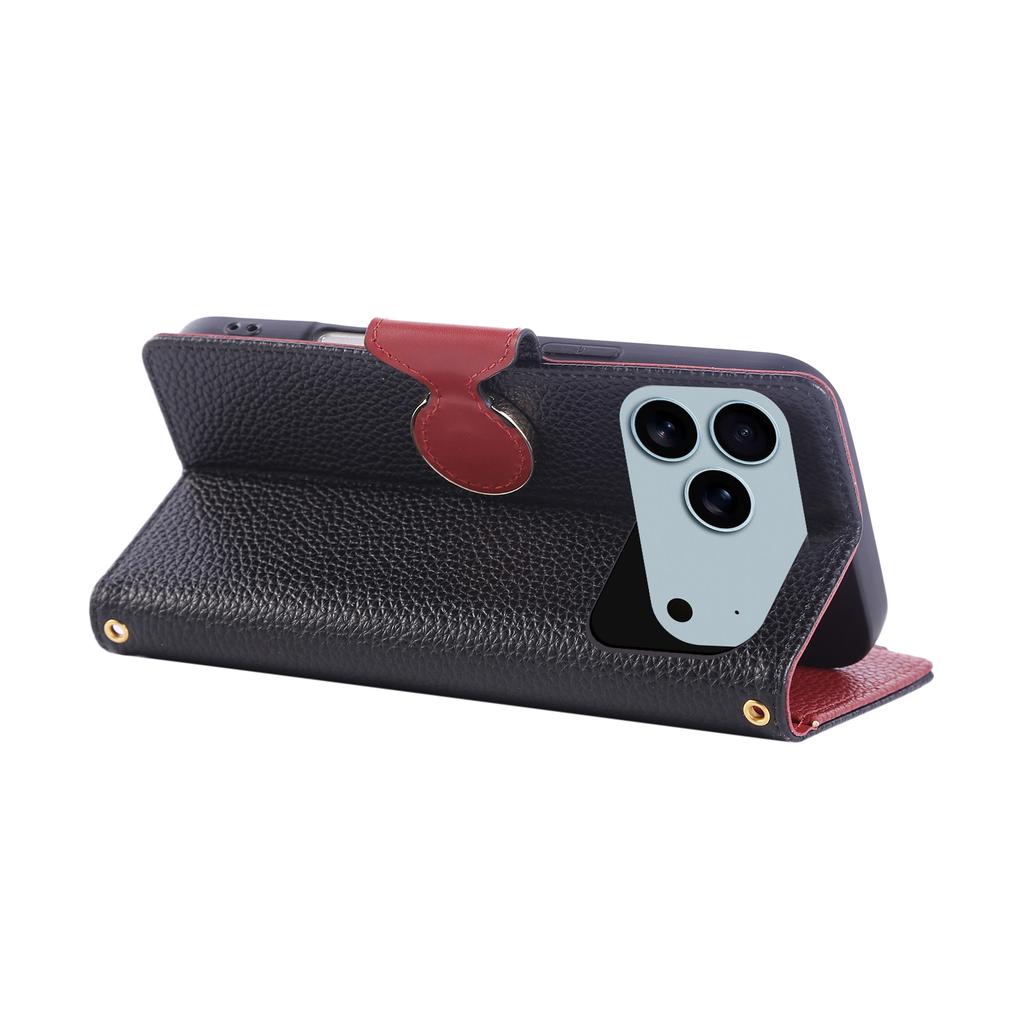 Phone Case for iPhone 17 Pro Max Air 16E 16 Pro 15 Plus 14 13 Mini 12 11 Circular Buckle Leather Card Holder Wallet Soft Cover