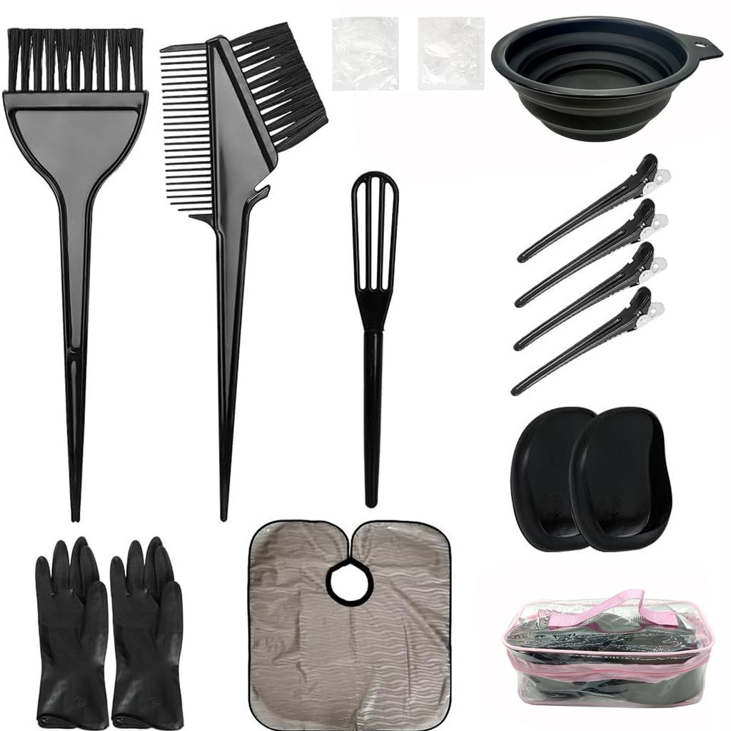 Hair Bleach Coloring Kit - Professional Hair Dye Brush, Comb, Hair Color Bowl, Agitator, Cape, Hairclips Hair Highlighting Tools