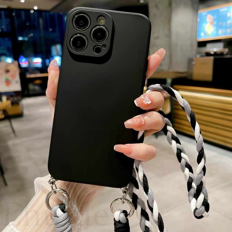 Чехол-сумка через плечо для OPPO Find X5 Lite X3 X6 Reno 11 8 7 6 5 Realme 12 Pro C53 C55, с ремешком-шнурком-косичкой из мягкого силикона