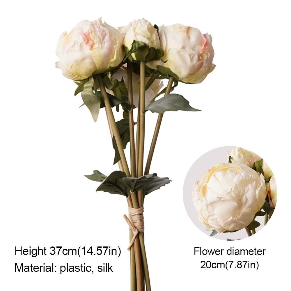 4 Flower 3 Buds Peony Artificial Flower Silk Petals Decorative Flower Photo Props