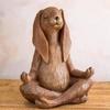 Yoga Gesture Rabbit Statue Meditating Zen Animal Sculpture Buddhism Bonsai Fountain Bunny Ornaments Parlor Garden Decoration