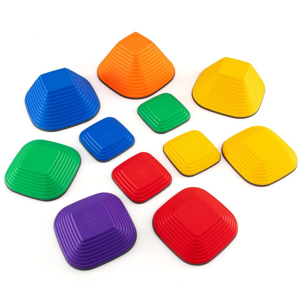 GYMAX Балансировочный камень Балансировочное бревно для детей в помещении Практика равновесия Обучающая игрушка Игра Цветовое восприятие Моторика Навыки Прыжки на свежем воздухе Спортивная игра Веселье