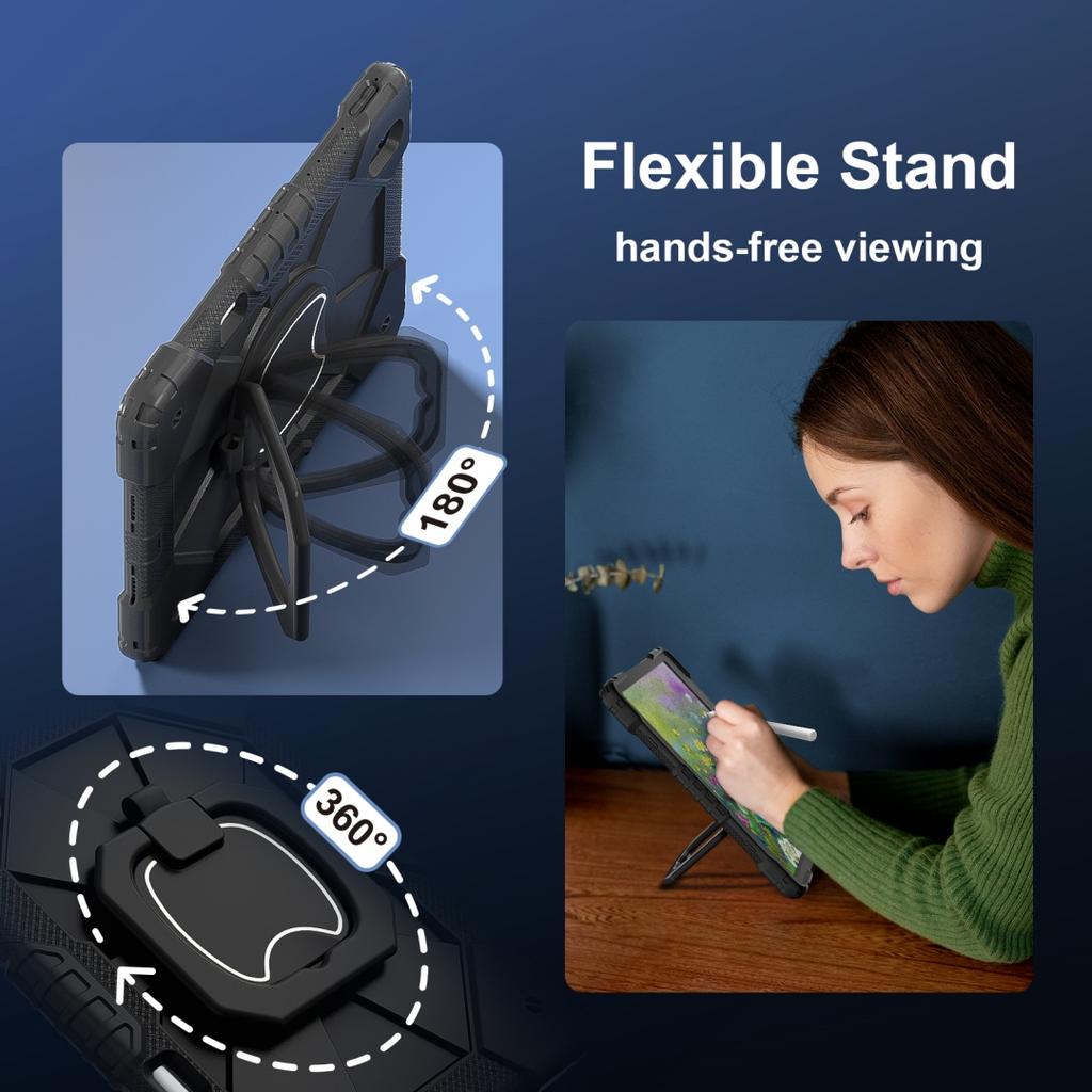 For Huawei MatePad 11.5 / Huawei MatePad 11.5-inch.360° Rotating Grip Heavy Duty Protection Stand TPU+PC 3in1 Anti-knock Shockproof Tablets PC Case