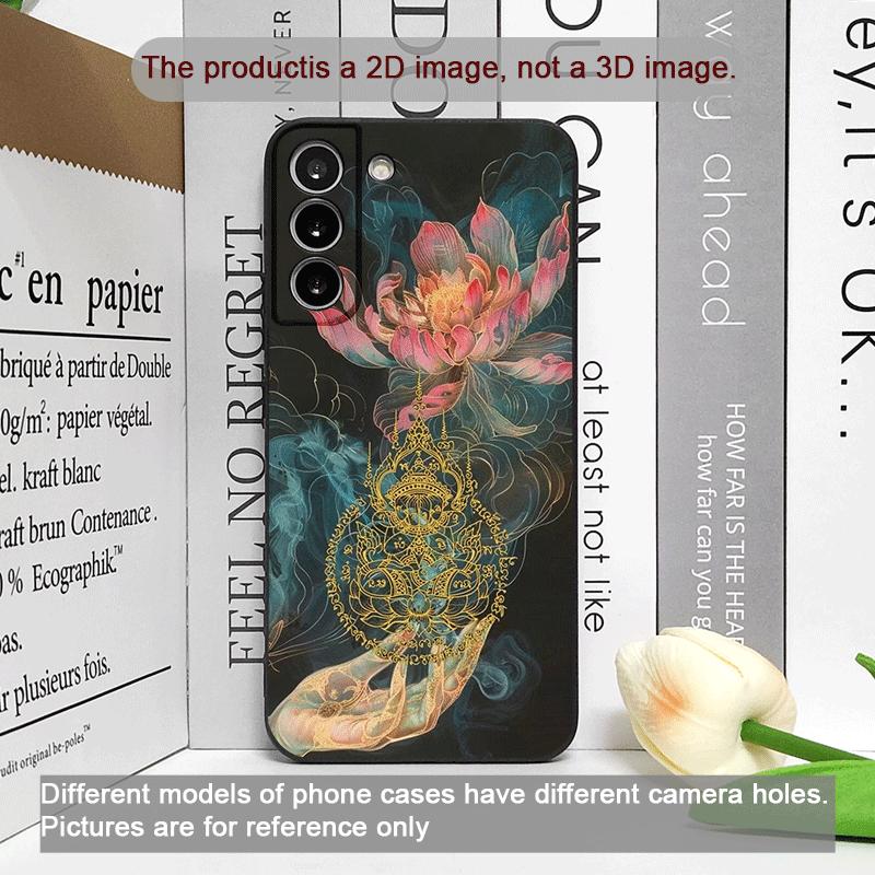 Роскошный Чехол для Телефона с Цветочным Узором 'Цветок Лотоса' для Samsung Galaxy S25 S24+ S23 Ultra S22 Plus S20 S21 FE M53 M34 Мягкие Чехлы