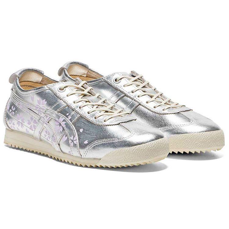 ONITSUKA TIGER Mexico 66 Спортивно-повседневная Кожа Нескользящая Прочная Легкая Низкий верх Кроссовки для бега Мужские кроссовки Серебристые 1183C090-700