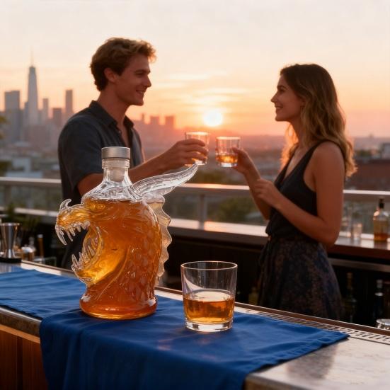 Хрустальный графин для виски в виде головы дракона с силиконовой пробкой 320 мл стеклянный диспенсер для ликера для бурбона текилы новинка арт барная посуда уникальный домашний декор