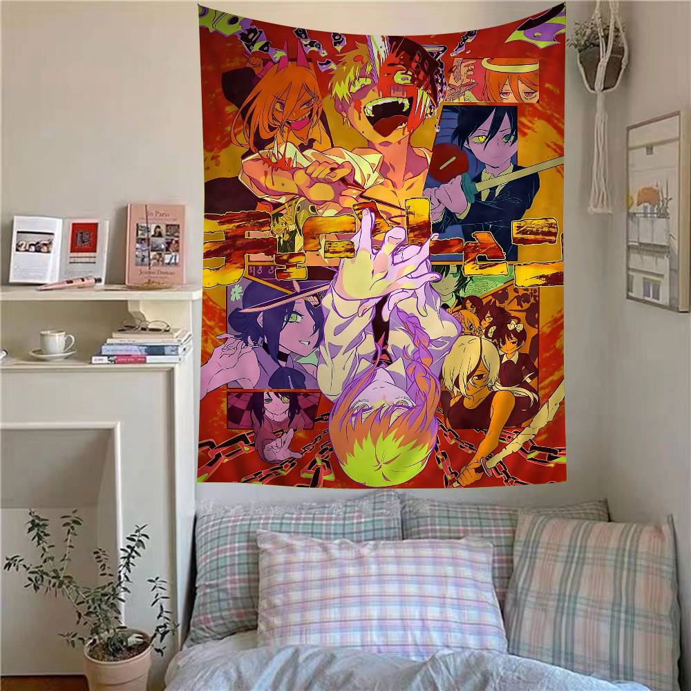 Anime CChainsaw Man Tapestry Art Printing Japanese Wall Tapestry Anime Wall Hanging Home Decor