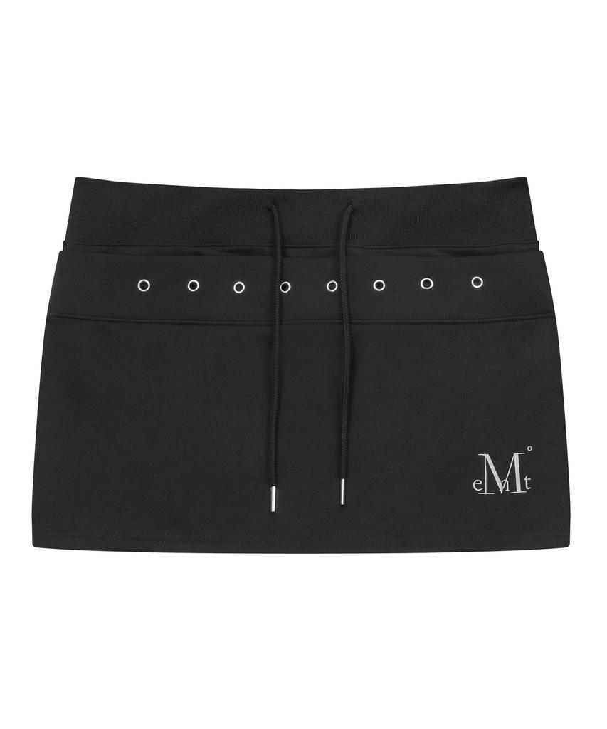 Mucent Stria Punched Eyelet Banding Mini Skirt (2 Colors)