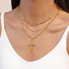 Sweater Chains Cross Necklace Cross Metal Clavicle Chain Fashion Double Layer Choker Women Gifts