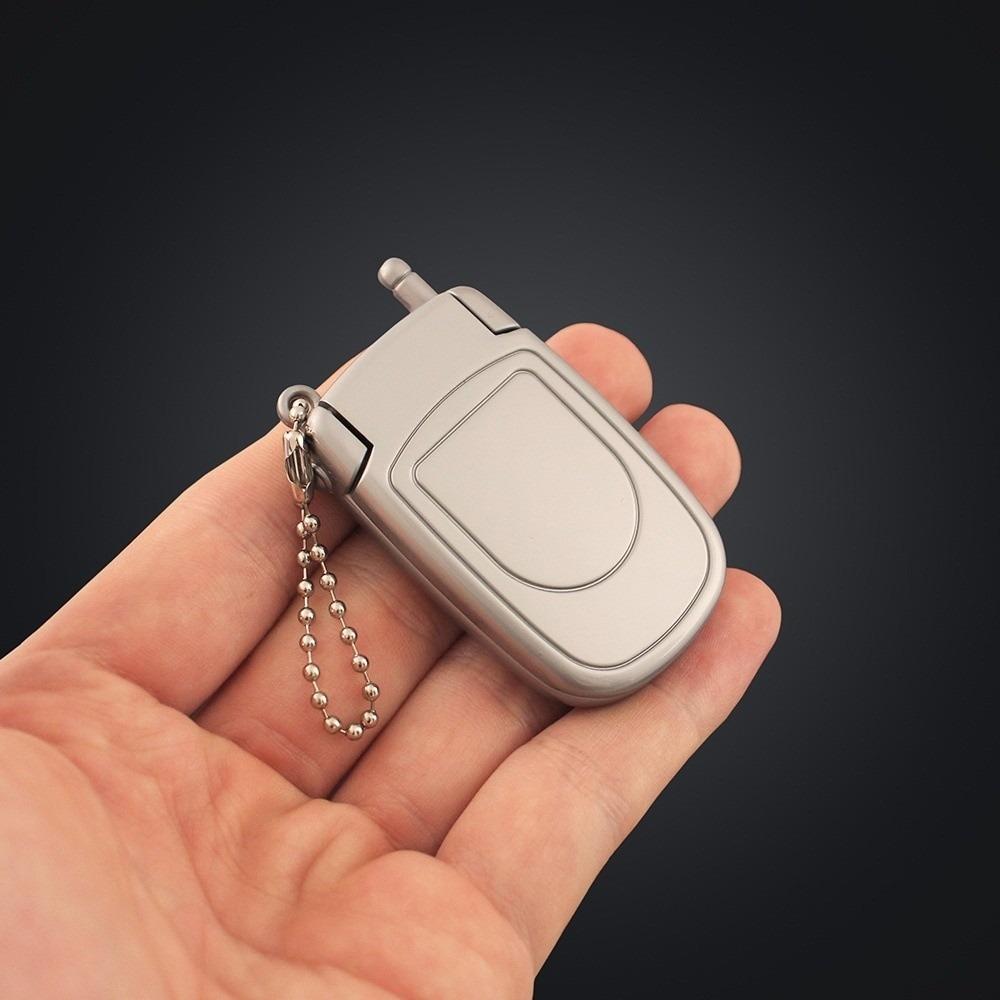 Zinc Zinc Alloy Mini Phone Model Pendant Retro Foldable Phone Shape Key Ring  Backpack Accessories