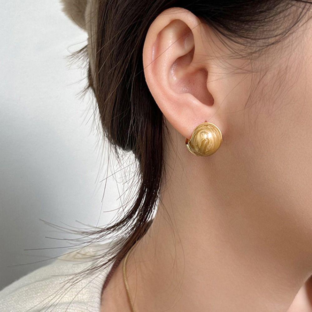 Серьги-гвоздики с пряжкой из медной эмали для женщин, серьги в корейском стиле