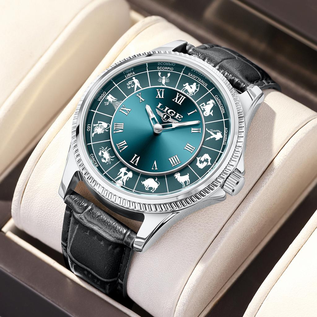 LIGE watches for men Features quartz wristwatch luminous leather fashion luxury Men's watches relogios masculino Men's Gift+BOX