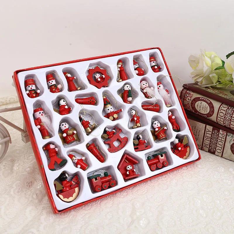 Creative Christmas Tree Decoration Wooden Small Pendant Small Ornaments Boxed Window Props Ornaments Christmas Decorations