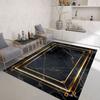 Light Luxury Black Gold Rugs for Living Room Marble Style Decoration Coffee Tables Carpet Non-slip Bedroom Soft Mats Washable