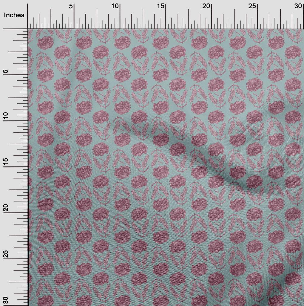 oneOone Cotton Flex Pastel Mint Fabric Florals Fabric For Sewing Printed Craft Fabric By The Yard 40 Inch