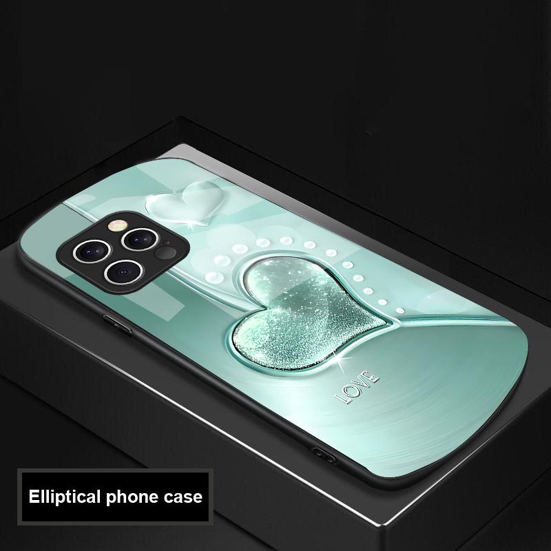 Градиент Любовь Серебро Для iPhone 16 Pro Max 15 Pro 14 13 12 Mini 11 XS Max XR 7 8 Plu SE 2022 Эллиптический Стеклянный Чехол для Телефона