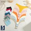 FINETOO 5PCS Women Ice Silk Seamless Underpants Panties Sexy V-Waist Sport Thongs Low Rise 10 Soild Colours Breathable G-string