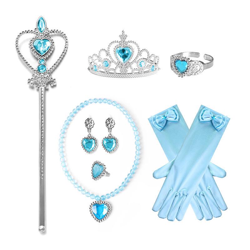 Fairytale Frozen Magic Wand & Jewelry Set: Princess Crown, Necklace, Gloves - Perfect Halloween or Birthday Gift for Girls