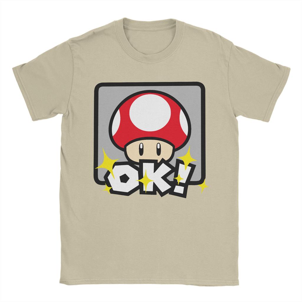 Футболки Super Mario Красный Гриб Мужские Женские Винтажные Футболки С Короткой Рукавой С Круглым Вырезом Хлопок Идея для Подарка Топы