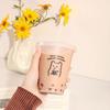 Kawaii Water Bottle For Coffee Juice Milk Tea Cute Plastic Cold Cups With Straw Lid Portable Reusable Drinking Bottle BPA Free