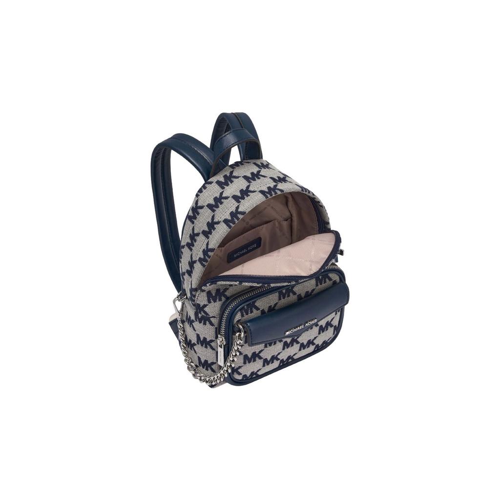 Michael Kors MK Maisie Jacquard Backpack Two-In-One Small Women backpacks Navy-Blue White 35T4S5MB5J-406