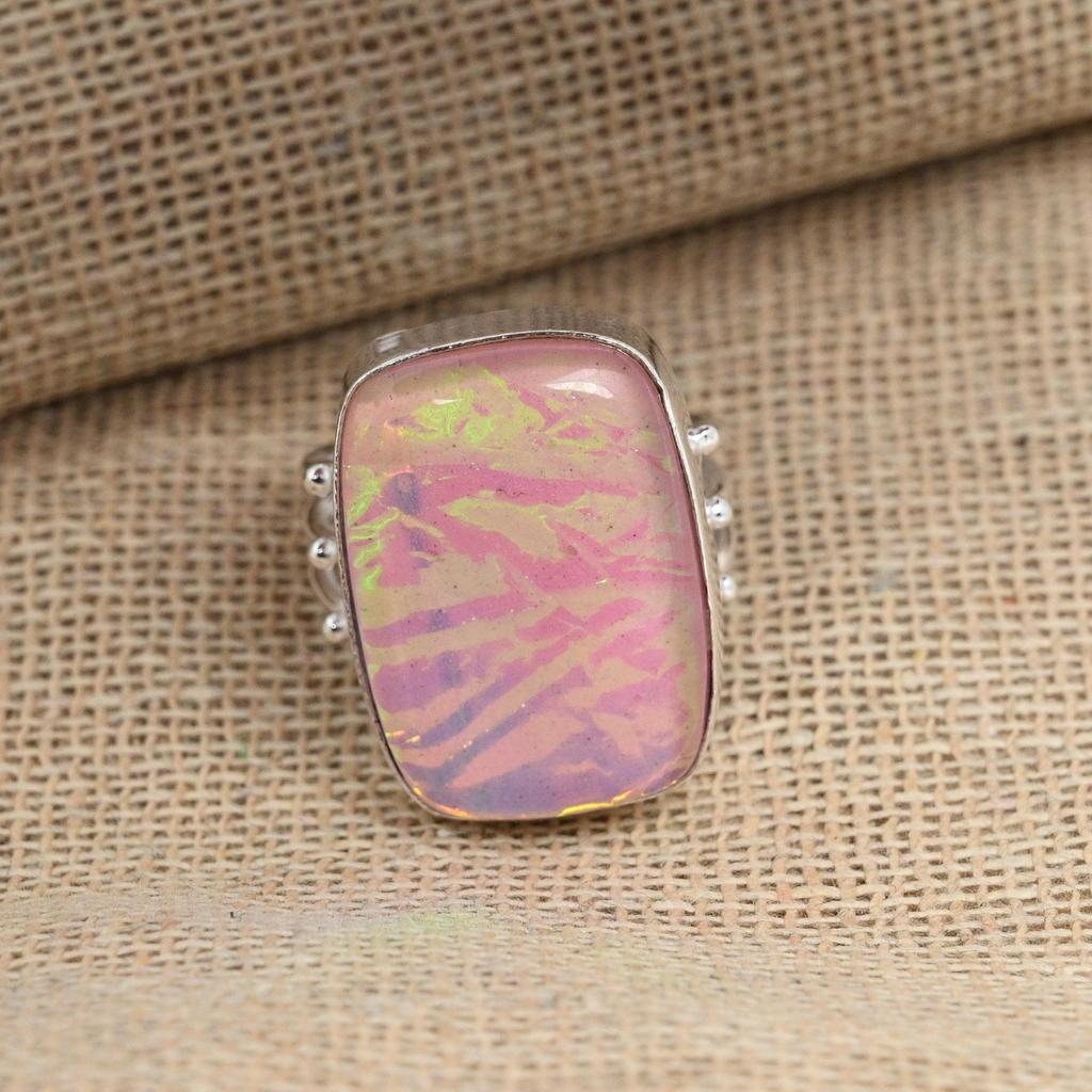 AAA + розовый австралийский тройной опал драгоценный камень стерлингового серебра 925 пробы кольцо ювелирные изделия ручной работы