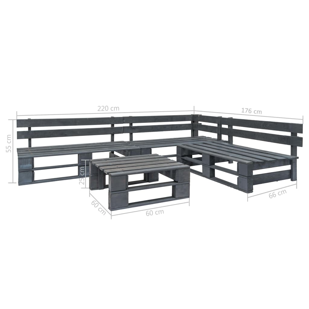 4 piece grey pallet wood garden sofa set