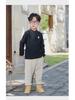 Boys' Long-Sleeve Velvet Polo Shirt - White School Uniform for Older Children In Winter