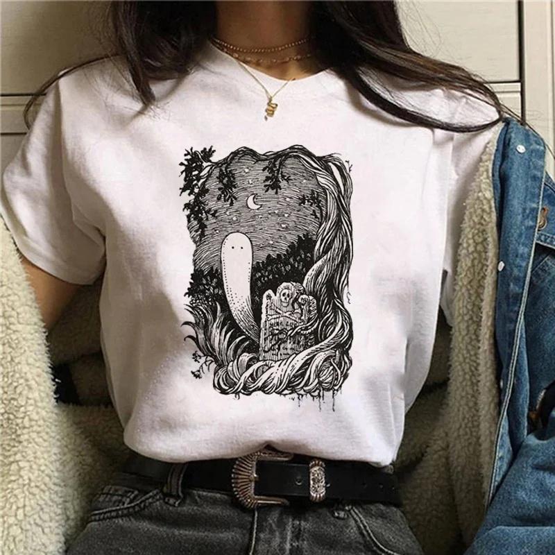 Clothes 90s Halloween Witch Style Trend Short Sleeve Womens Tshirt Plus Size Print Top Graphic Aesthetic Women