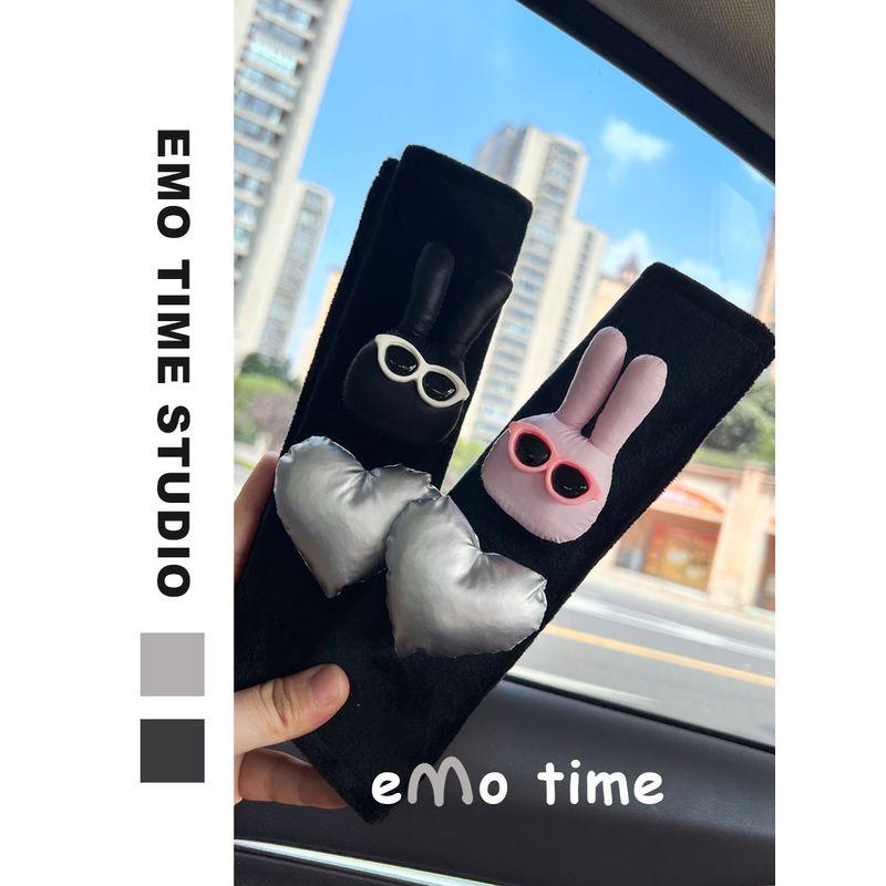 Emo Original Rock Black Bunny Car Seat Belt Cute Car Accessories Personalized Shoulder Pads Anti-Wear Universal