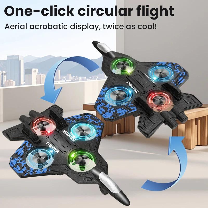 Non-Toxic Rc Jet Airplane Flying Toy With Light Glider 2.4G Epp Stunt Remote Control Foam Fighter Plane Toys For Children Kids Birthday Gifts