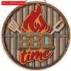 1 шт. 2d плоский круглый деревянный знак для зоны барбекю - 20 см, декоративная доска для вечеринки на открытом воздухе в стиле ретро с изображением папы-барбекю, слоган с правилами барбекю в стиле ретро, украшение для дома и гаража