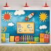 Welcome Back To School Backdrop Blackboard Chalk Figure Scene Children Graduation Party Decoration Background Photography Props