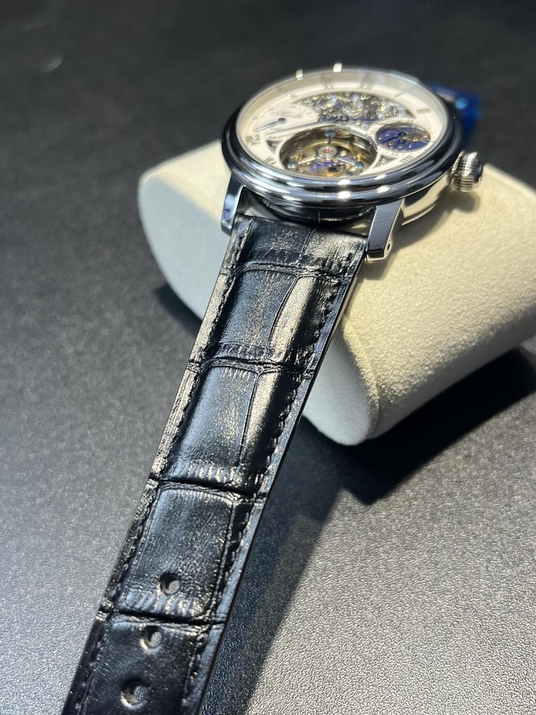 Часы HAOFA Tourbillon, механические, с фазами Луны, GMT, ремешок из натуральной кожи, циферблат с гравировкой, стильные, водонепроницаемые, наручные, мужские