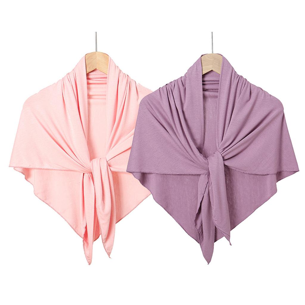 Solid Color Cotton Triangle Scarf Muslim Hijab Shawls Woman Soft Wraps Lady Fashion Causal Turban Islamic Jersey Headband