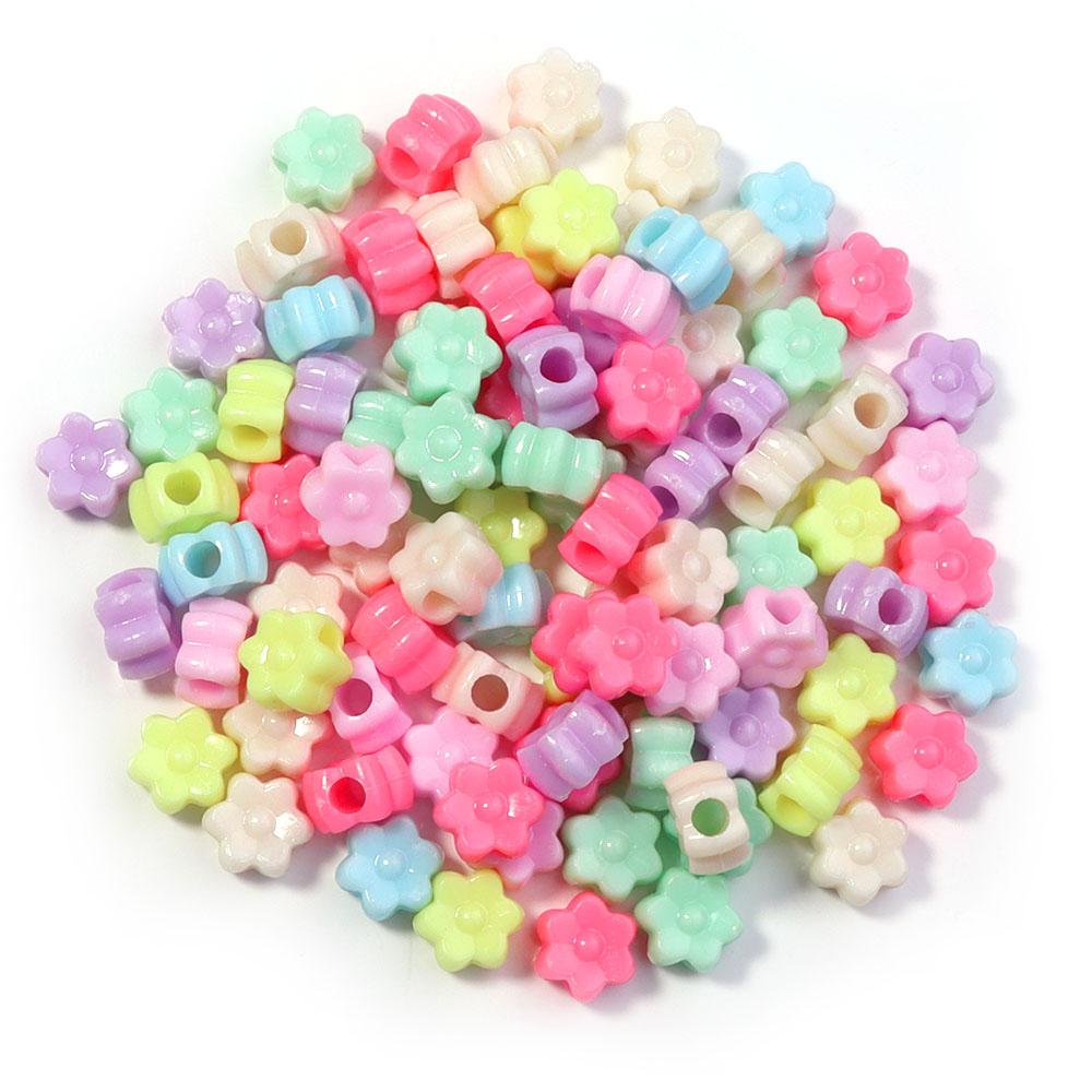 100pcs Heart Star Butterfly Flower Acrylic Beads Loose Spacer Beads Large Hole Beads for Jewelry Making Diy Bracelet Necklace