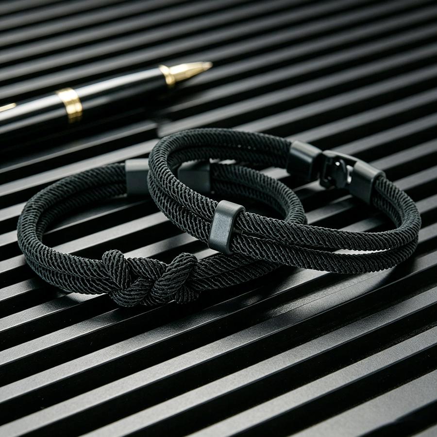 2Pcs Handmade Infinity Knot Men Bracelet Top Grade A 4mm Braided Cord 6 Color Options Daily Casual Jewelry Wrist Accessories